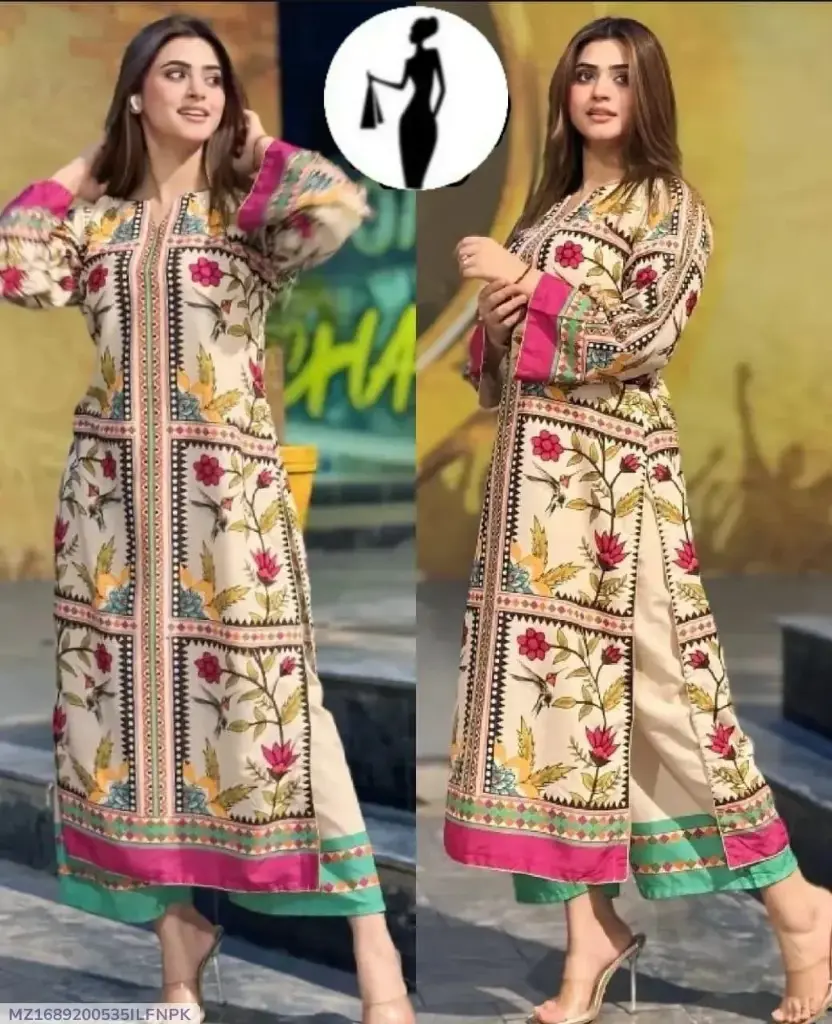 2 PCs woman stitched swiss lawn printed co-Ord set